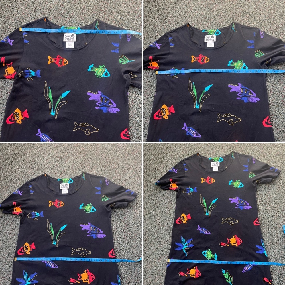 VINTAGE Copa Cabana 100% Cotton Colorful Fish Ocean Theme Relaxed Fit Dress Sz M - Picture 14 of 16